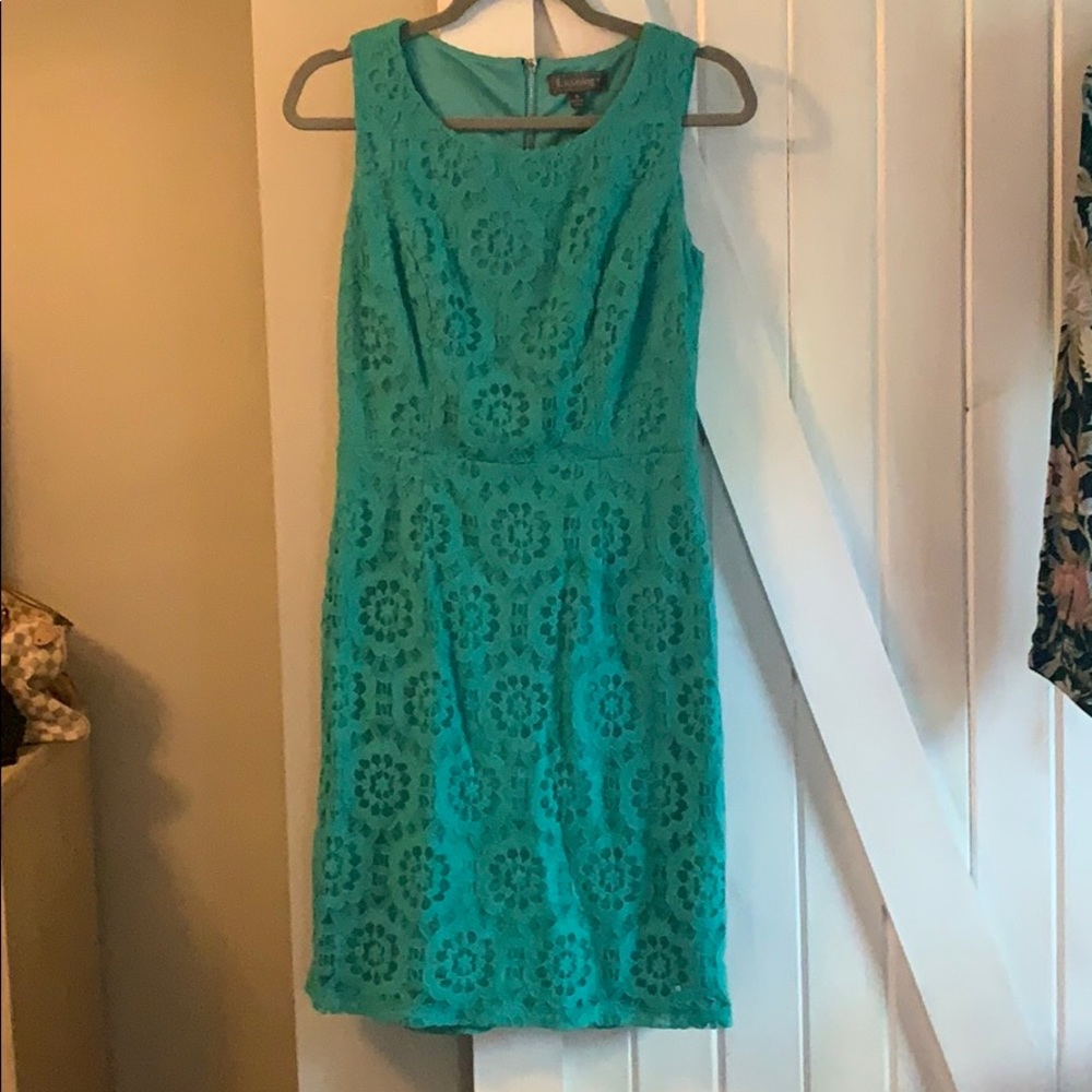 Luxology  green lace dress size 6